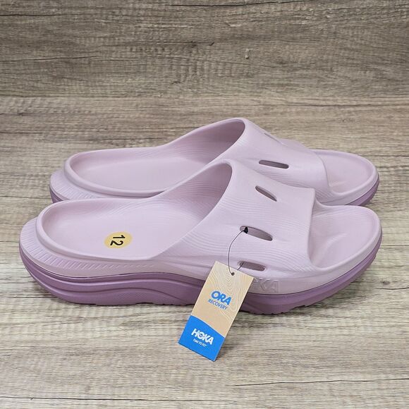 Hoka One U Ora Recovery Slide 3 Men’s Sz 12 Women's Sz 14 Pale Mauve Sandals NEW - Picture 1 of 9